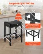 Baro kėdžių komplektas iš 2 vnt., PU oda su balno formos sėdyne ir metalinėmis kojomis, 62 cm - Image 2