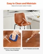 Baro kėdžių komplektas iš 4 vnt., PU oda su atlošu ir metalinėmis kojomis, 65 cm - Image 4