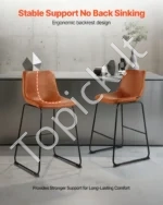 Baro kėdžių komplektas iš 4 vnt., PU oda su atlošu ir metalinėmis kojomis, 65 cm - Image 3