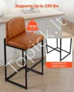 Baro kėdžių komplektas iš 4 vnt., PU oda su atlošu ir metalinėmis kojomis, 68 cm - Image 2