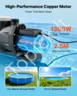 Baseino siurblys, 1300 W, 28 800 l/h, su 24 valandų laikmačiu - Image 3