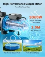 Baseino siurblys, 3000 W, 35 000 l/h, su 24 valandų laikmačiu - Image 3
