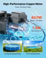 Baseino siurblys, 400 W, 11 100 l/h, su 24 valandų laikmačiu - Image 3