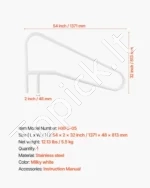 Baseino turėklas, 137,1 x 81,3 cm, nerūdijantis plienas - Image 7