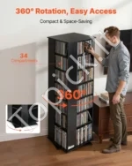 Besisukantis medijos laikymo bokštas, 34 skyriai, CD ir DVD diskams bei knygoms, juodas - Image 2