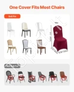 Bordo spalvos kėdžių užvalkalai iš poliesterio ir spandekso, 50 vnt. komplektas, didesnių matmenų kėdėms - Image 4