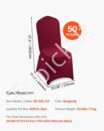 Bordo spalvos kėdžių užvalkalai iš poliesterio ir spandekso, 50 vnt. komplektas, didesnių matmenų kėdėms - Image 6