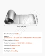 Dvipusė šilumą atspindinti izoliacija su oro burbuliukų sluoksniu, 6 mm storio, 30,48 m x 1,22 m - Image 6