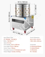 Elektrinė paukščių pešimo mašina su 50 cm būgnu, 1500 W - Image 7