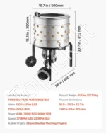 Elektrinė paukščių pešimo mašina su 500 mm būgnu ir 900 W varikliu - Image 7