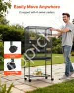 Erdvus paukščių narvas su mobiliu stovu ir ratukais, 62,5 x 42,5 x 137 cm - Image 11