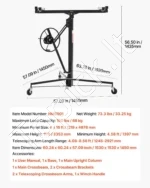 Gipso kartono keltuvas, 3353 mm, iki 68 kg keliamosios galios, su reguliuojama teleskopine svirtimi, juodas - Image 7