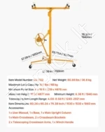 Gipso kartono keltuvas, 4877 mm, iki 68 kg keliamosios galios, su reguliuojama teleskopine svirtimi, geltonas - Image 7