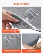 Guminė garažo grindų danga, 2,28 x 5,2 m PVC rulonas su deimantiniu raštu, 2,2 mm, Sidabrinė pilka (Silver Gray) - Image 4