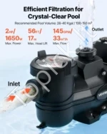Kintamo greičio baseino siurblys, 1650 W, 33 000 l/h, su programuojamu laikmačiu - Image 3