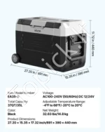 Kompresorinis automobilinis šaldytuvas, 35 l, 12/24/220 V, su programėle ir ratais - Image 7