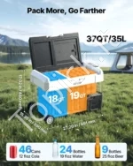 Kompresorinis automobilinis šaldytuvas, 35 l, 12/24/220 V, su programėle ir ratais - Image 4