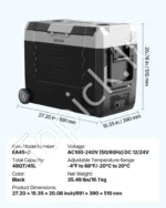Kompresorinis automobilinis šaldytuvas, 45 l, 12/24/220 V, su programėle ir ratais - Image 7