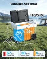 Kompresorinis automobilinis šaldytuvas, 45 l, 12/24/220 V, su programėle ir ratais - Image 4