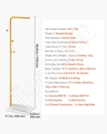 Laisvai pastatoma drabužių kabykla su kvarco akmens pagrindu, 3 apvalūs kabliukai, 1700 mm - Image 5