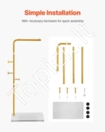 Laisvai pastatoma drabužių kabykla su kvarco akmens pagrindu, 3 apvalūs kabliukai, 1700 mm - Image 4
