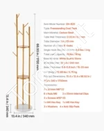 Laisvai pastatoma drabužių kabykla su kvarco akmens pagrindu, 9 kabliukai, 1700 mm - Image 6