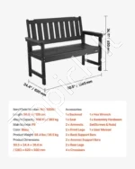 Lauko suoliukas, 128 cm, atsparus oro sąlygoms plastikas, 363 kg apkrova - Image 6