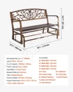 Lauko suoliukas-sūpuoklės, 127 cm, metalinis rėmas, ketaus atlošas - Image 5