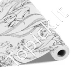 Lipnūs tapetai 45 cm x 10 m, balti su botaniniu gėlių raštu, atsparūs vandeniui - Image 3