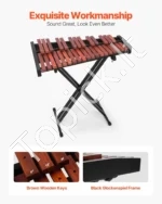 Medinis ksilofonas (Glockenspiel), 32 natos, su reguliuojamu stovu ir krepšiu - Image 4