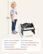Medinis skaitmeninis pianinas vaikams, 25 klavišai, juodas - Image 6