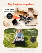Medinis skaitmeninis pianinas vaikams, 25 klavišai, juodas - Image 4