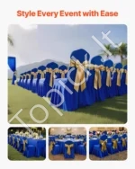 Mėlyni kėdžių užvalkalai iš poliesterio ir spandekso, 30 vnt. komplektas, didesnių matmenų kėdėms - Image 2