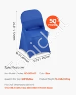 Mėlyni kėdžių užvalkalai iš poliesterio ir spandekso, 50 vnt. komplektas, šventėms ir banketams - Image 7