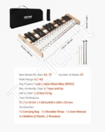 Metalinis ksilofonas (Glockenspiel), 27 natos, su 4 lazdelėmis ir krepšiu - Image 7