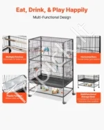 Metalinis paukščių narvas su mobiliu stovu, 80 x 52 x 132 cm - Image 4
