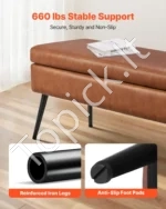 Minkštas suoliukas-daiktadėžė su PU odos apdaila, ruda spalva - Image 3