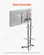 Mobilus televizoriaus stovas su ratukais, ekranams nuo 81 cm iki 165 cm, iki 40 kg - Image 6