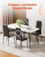 Modernios valgomojo kėdės su dirbtinės odos apmušalais, 4 vnt. komplektas, juodos - Image 6
