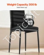 Modernios valgomojo kėdės su dirbtinės odos apmušalais, 4 vnt. komplektas, juodos - Image 3