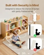 Montessori stiliaus 5 skyrių žaislų ir knygų lentyna, 1140 mm pločio - Image 5