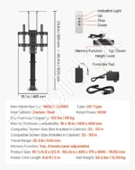 Motorizuotas televizoriaus keltuvas, ekranams nuo 81 cm iki 152 cm, iki 60 kg, su nuotolinio valdymo pultu - Image 7