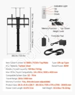 Motorizuotas televizoriaus keltuvas su nuotolinio valdymo pultu, ekranams nuo 81 cm iki 178 cm - Image 7