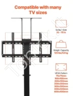 Motorizuotas televizoriaus keltuvas su nuotolinio valdymo pultu, ekranams nuo 81 cm iki 178 cm - Image 3