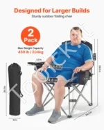 Padidintų sulankstomų kempingo kėdžių komplektas su šaltkrepšiu, 2 vnt. (204 kg) - Image 2