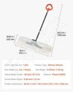 Plastikinis sniego stumtuvas su ratais, 91 cm pločio sustiprintas sniego valytuvas - Image 7