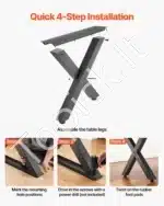 Plieninės stalo kojos, X formos, 750 mm x 790 mm, 2 vnt., juodos - Image 6