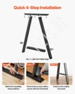 Plieninės stalo kojos, trapecijos formos, 740 mm x 550 mm, 2 vnt., juodos - Image 4
