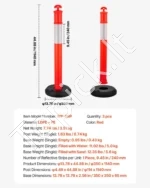 Profesionalūs eismo reguliavimo stulpeliai su užpildomu pagrindu, 1140 mm, 3 vnt. komplektas - Image 7