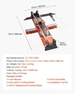 Rankinės plytelių pjovimo staklės, 1000 mm, sustiprinta pjovimo galvutė - Image 7